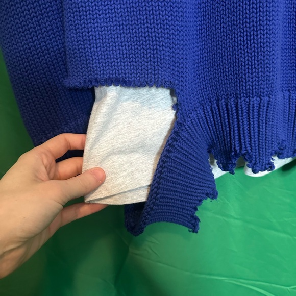 BALENCIAGA destroyed knit layered hybrid campaign hoodie blue NWT - Picture 6 of 16